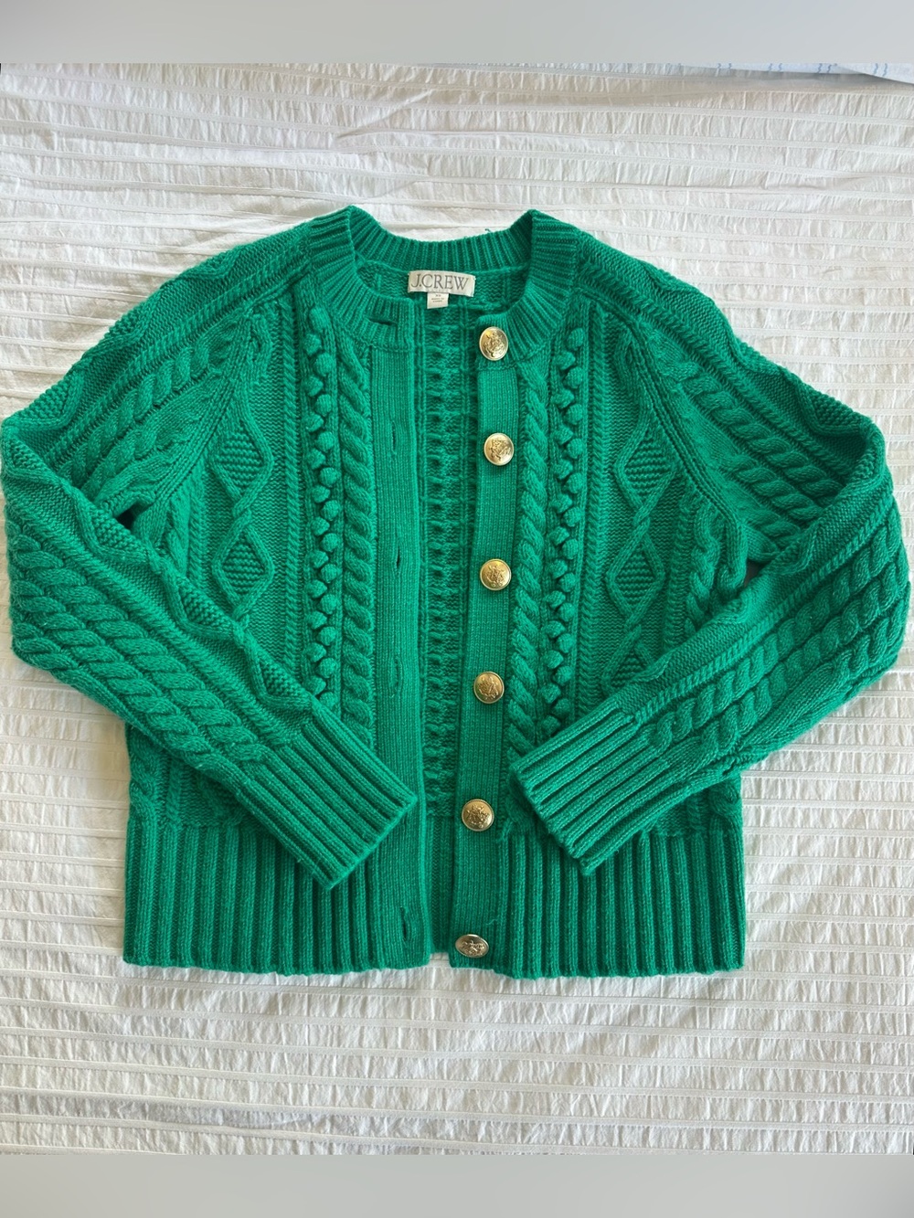 J. Crew Kelly Green Cable Knit Cardigan